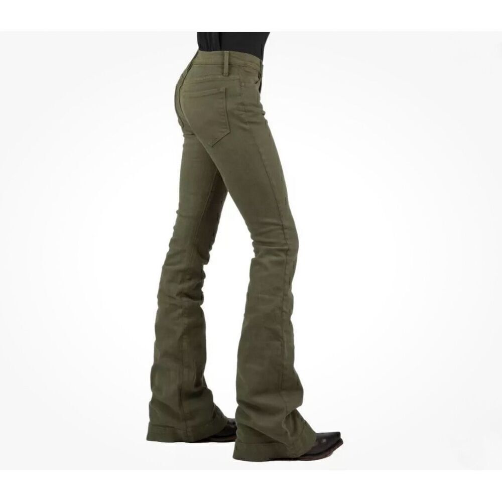 Stetson Women’s 921 Olive Green High Rise Flare Leg Jean
